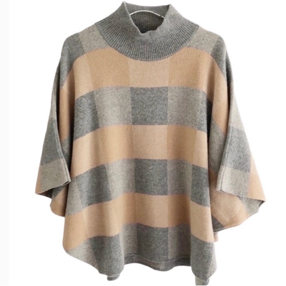 Note Di Anita Wool Cashmere Poncho Mock Neck One Size